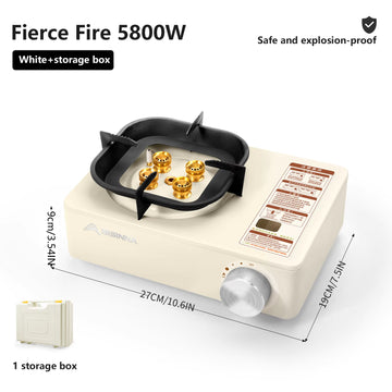 Camping Gas Stove 5800W High Firepower Outdoor Portable Cassette Burner for Picnic Hiking Trekking