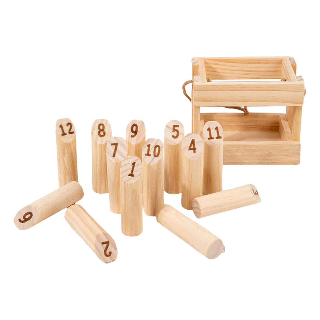 Toy Wooden Tfinland Pole Throwing Fun Game Outdoor Numbered Pins Throwing Bowling for Game Outdoor Lawn Kids Adults Interactive