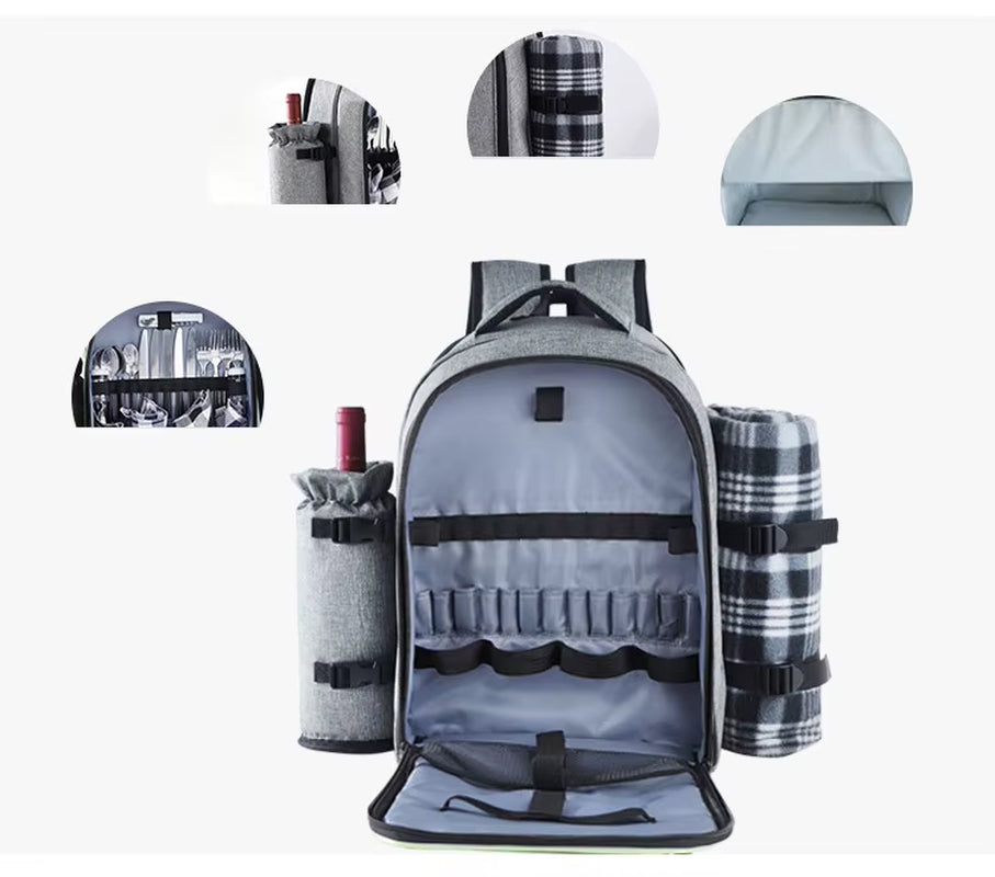 Picnic Backpack Rucksack Portable Shoulder Picnic Bags Camping Lunch Bag without Outdoor Camping Tableware