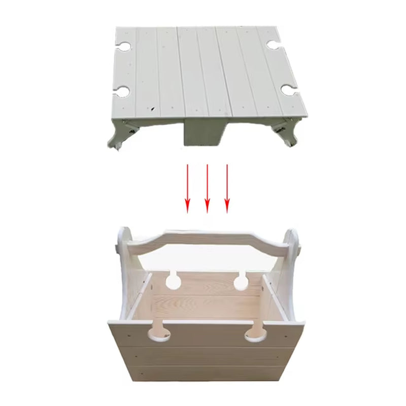 Outdoor Picnic Folding Table 2In1 Multifunctional Wood Desk Storage Basket Portable Snack Wine Basket Beach Couple Camping Party
