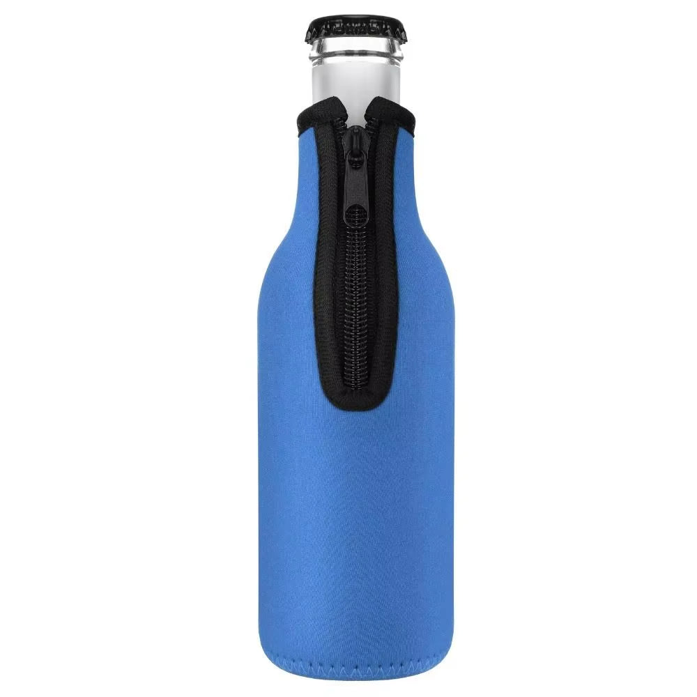 Beer Bottle Cooler Cup Sleeves with Ring Zipper Collapsible Neoprene Insulators for 12Oz 330Ml Bottles Party Drink Coolies