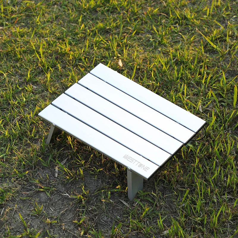 WESTTUNE Lightweight Roll Table Mini Folding Backpacking Fishing Picnic BBQ Outdoor Table Aluminum Living Room Dining Table