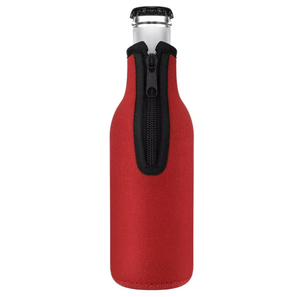 Beer Bottle Cooler Cup Sleeves with Ring Zipper Collapsible Neoprene Insulators for 12Oz 330Ml Bottles Party Drink Coolies