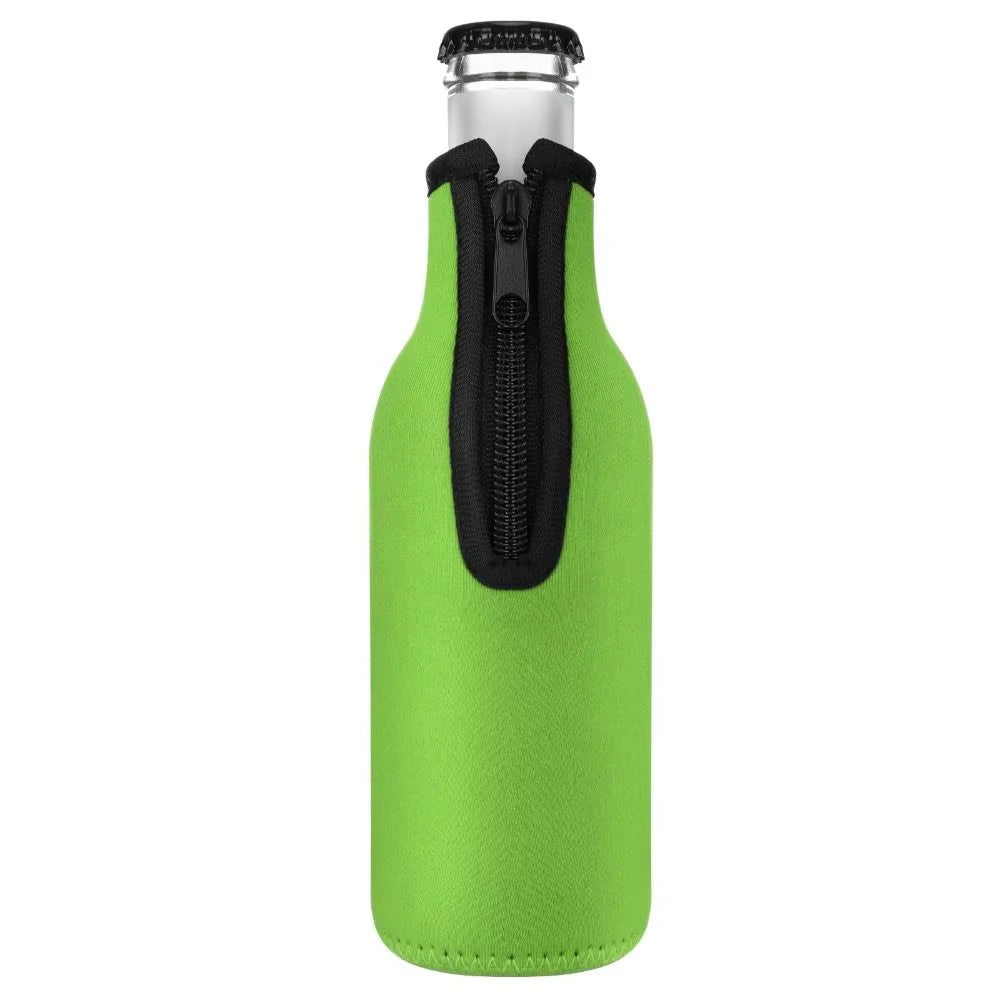 Beer Bottle Cooler Cup Sleeves with Ring Zipper Collapsible Neoprene Insulators for 12Oz 330Ml Bottles Party Drink Coolies
