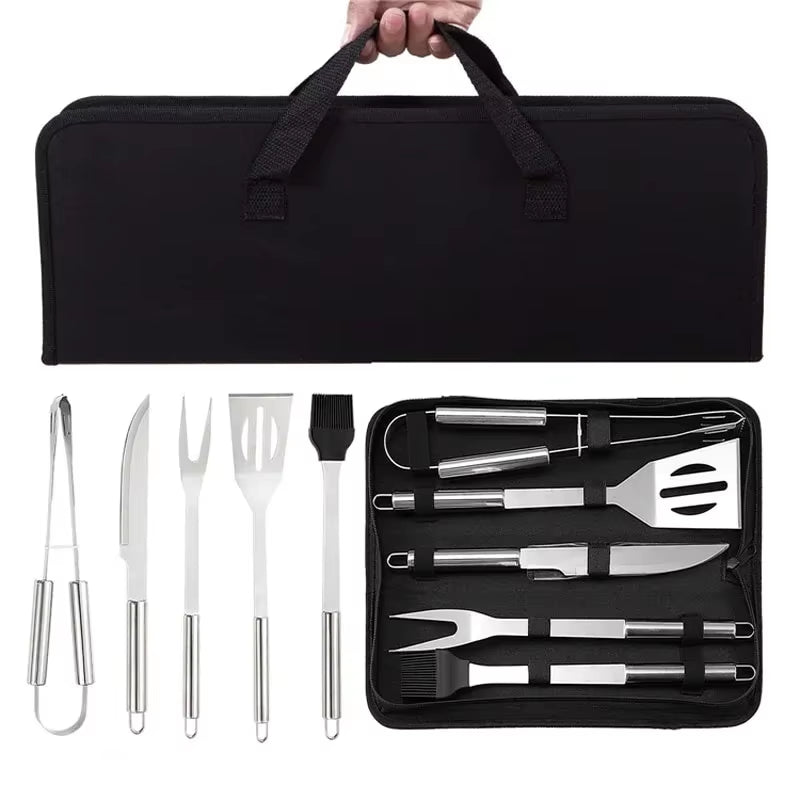 BBQ Grill Tool Set Stainless Steel Barbecue Ing Tools Outdoor Camping Cooking Accessories Kit with Bag