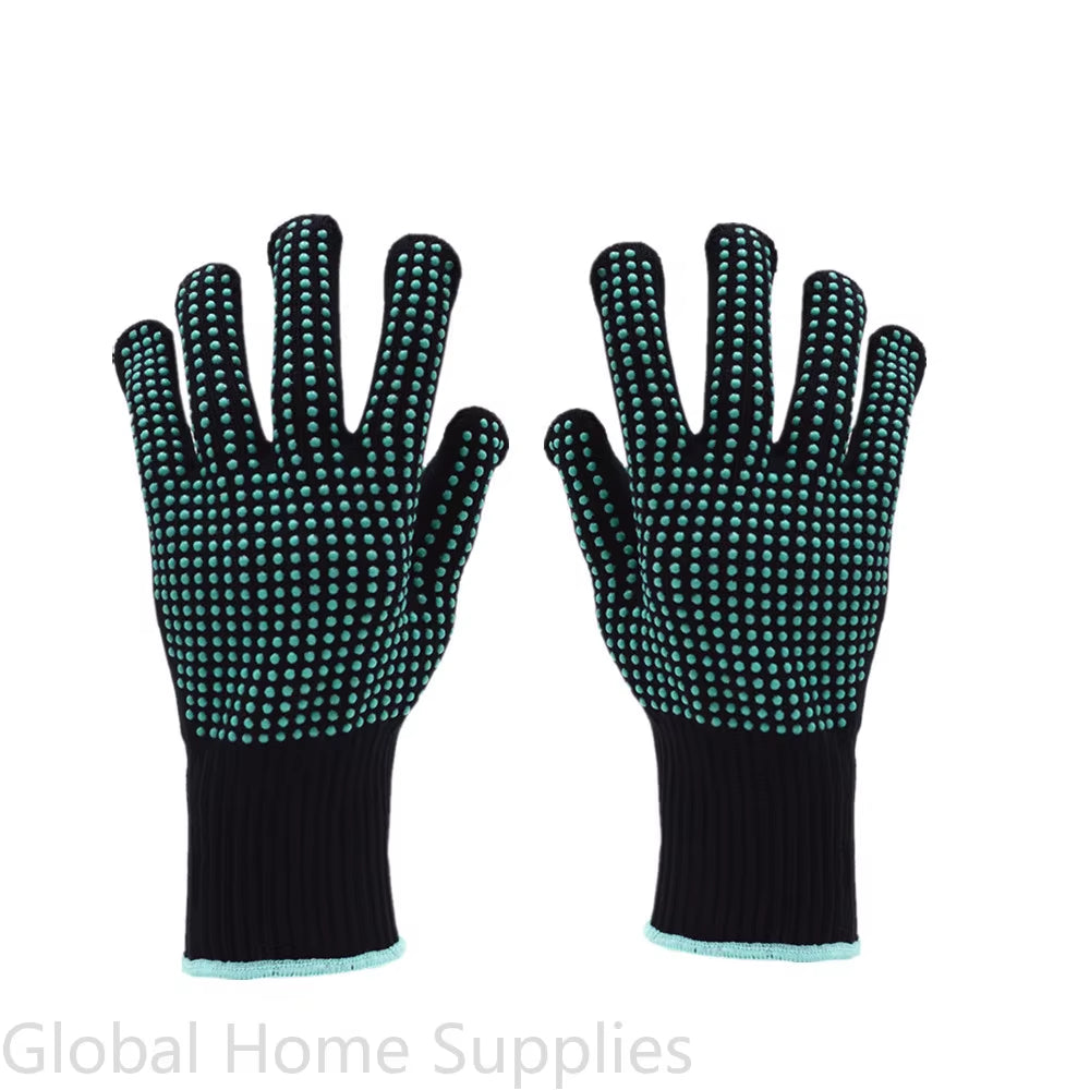 1 Pair Barbecue Anti-Scald Gloves Heat Resistant BBQ Oven Gloves Kitchen Fireproof Anti-Slip Gloves for Cooking